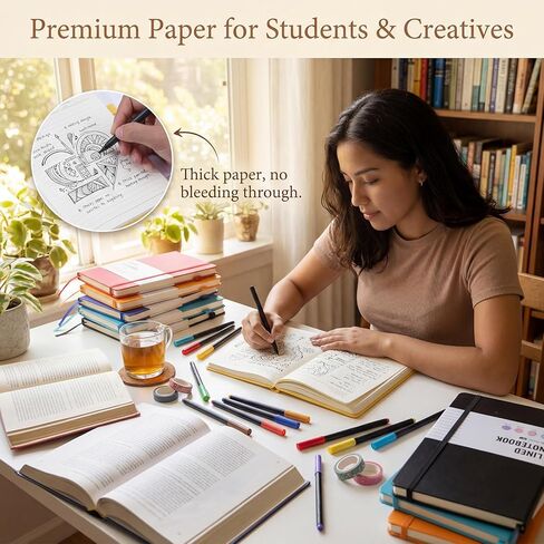 Thboxes 6 Pack Hardcover Journaling Notebooks, 5.6" x 8.2" A5 Multicolor Ruled Notebooks with Pen Holder, Lined Journals for Women Man Office Supplies Note-Taking, Work, School in Kuwait