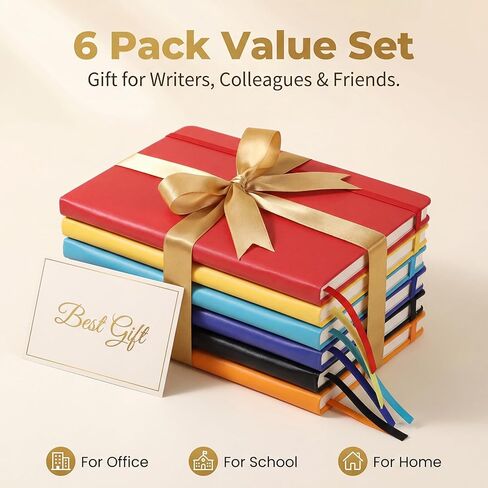 Thboxes 6 Pack Hardcover Journaling Notebooks, 5.6" x 8.2" A5 Multicolor Ruled Notebooks with Pen Holder, Lined Journals for Women Man Office Supplies Note-Taking, Work, School in Kuwait