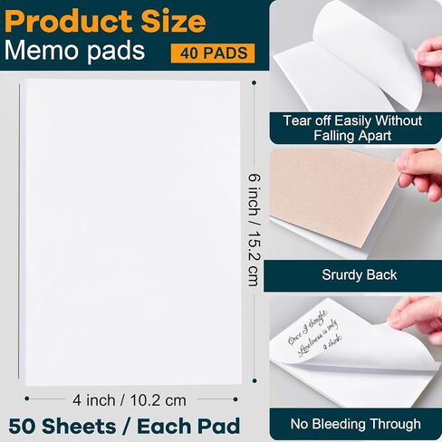 Beieverluck 40 Pack Note Pads 4x6, Small Notepads Memo Pads, 50 Sheets Per Note Pad, Blank Scratch Pads Mini Notepad for Grocery Shopping To Do Lists Writing Quick Notes Work Home Office in Kuwait