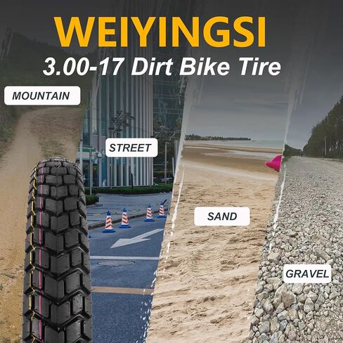 3.00-17 Heavy Duty Dirt Bike Tire, 3.00-17 Off Road Tire and Tube Set for Dirt Pit Bike Motorcycle - Front/Rear Tire - 6PR 50P TT - 1 Pack in Kuwait