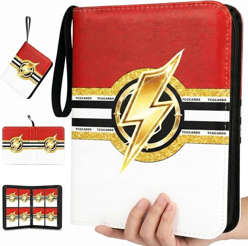 Homedepal Trading Card Binder with Zipper, 400 Capacity - Includes 50 Cards Sleeves Pages, 4-Pocket for Pokemon Cards, Sports Cards, MTG, Yu-Gi-Oh - Dust-Proof Collector Album(LightningG, 400 Pockets) in Kuwait