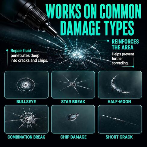 Cracked Windshield Repair Kit for Chips and Cracks, Car Windshield Crack Repair Kit, Glass Repair Liquid for Cracks, Rock Chip Repair Kit Windshield, Windshield Chip Repair Kit. in Kuwait