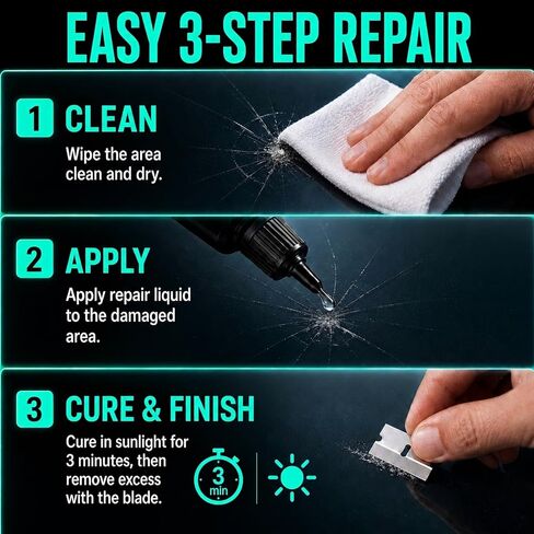 Cracked Windshield Repair Kit for Chips and Cracks, Car Windshield Crack Repair Kit, Glass Repair Liquid for Cracks, Rock Chip Repair Kit Windshield, Windshield Chip Repair Kit. in Kuwait