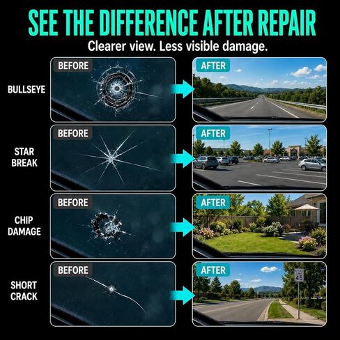 Cracked Windshield Repair Kit for Chips and Cracks, Car Windshield Crack Repair Kit, Glass Repair Liquid for Cracks, Rock Chip Repair Kit Windshield, Windshield Chip Repair Kit. in Kuwait