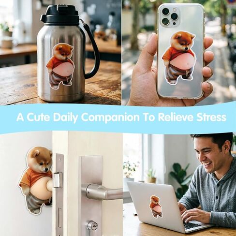 2-Pack 3D Shiba Inu Silicone Stickers -Silent Shock-Absorbent Pads, Soft Rubber Material, Suitable for Door Handles, Cars, refrigerators and Mobile Phones. in Kuwait