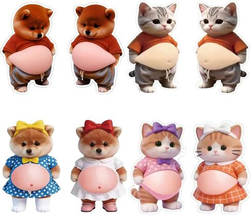 8PCS Cat Belly Door Stop, Animal Cat Door Stopper Set with Adorable Big Belly Design, Cat Belly Door Stopper, Includes Two Pairs of Regular Puppies and Kittens with Aprons in Saudi Arabia