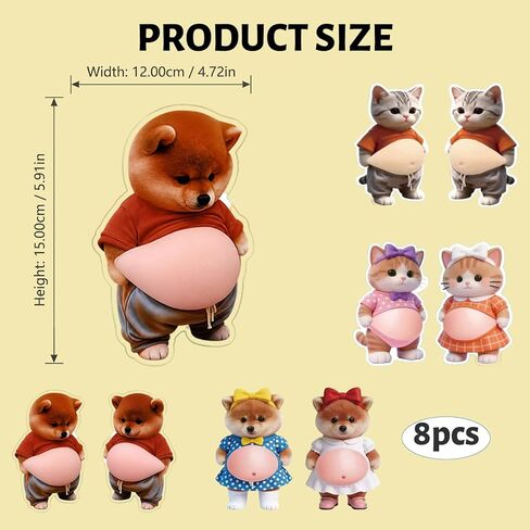 8PCS Cat Belly Door Stop, Animal Cat Door Stopper Set with Adorable Big Belly Design, Cat Belly Door Stopper, Includes Two Pairs of Regular Puppies and Kittens with Aprons in Saudi Arabia