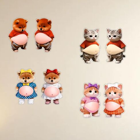 8PCS Cat Belly Door Stop, Animal Cat Door Stopper Set with Adorable Big Belly Design, Cat Belly Door Stopper, Includes Two Pairs of Regular Puppies and Kittens with Aprons in Saudi Arabia