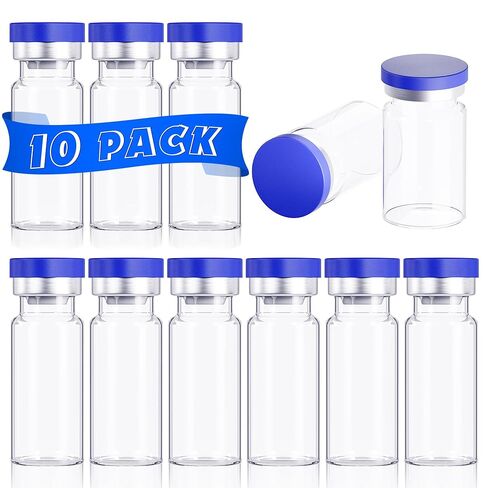 5ml Sealed Empty Vials for Injection, Transparent Glass Vials Self-Healing Injection Port, Liquid Sample Storage Vial with Caps(10pcs) in Saudi Arabia