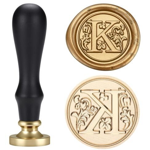 Yoption Traditional Initial Alphabet Wax Seal Stamp with 120 Antique Gold Wax Seal Beads Kit for Wedding Engagement Party Invitation Envelope Christmas Gift Wrap - Letter K in Saudi Arabia