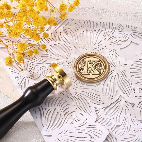 Yoption Traditional Initial Alphabet Wax Seal Stamp with 120 Antique Gold Wax Seal Beads Kit for Wedding Engagement Party Invitation Envelope Christmas Gift Wrap - Letter K in Saudi Arabia
