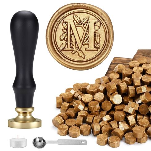 Yoption Traditional Initial Alphabet Wax Seal Stamp with 120 Antique Gold Wax Seal Beads Kit for Wedding Engagement Party Invitation Envelope Christmas Gift Wrap - Letter K in Saudi Arabia