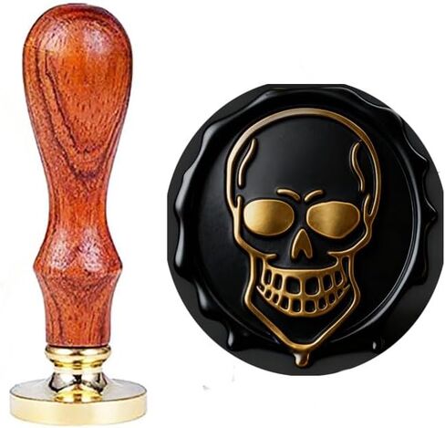 YGHM Skull Wax Seal Stamp Kit - Natural Rosewood Handle | Vintage Style for Halloween Party Invitations, Gothic Weddings, Envelopes, Wine Packages & Dark-Themed Letters in Saudi Arabia