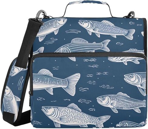 ALAZA Sharks Zipper Binder 3 Ring Binder Organizer مع سحاب وحزام كتف سعة كبيرة متعددة الجيوب للعمل في اللوازم المكتبية in Kuwait