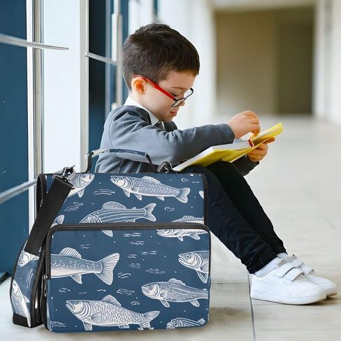 ALAZA Sharks Zipper Binder 3 Ring Binder Organizer مع سحاب وحزام كتف سعة كبيرة متعددة الجيوب للعمل في اللوازم المكتبية in Kuwait