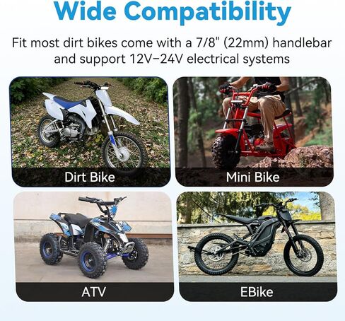 EOPOAYI Dirt Bike Light Bar Kit & On Off Switch with USB Charger Port for 110cc 125cc Pit Bike CRF110 KLX110 TTR110, Universal LED Motorcycle Lightbar Headlight for 7/8" Handlebar Mini Bike ATV Parts in Kuwait