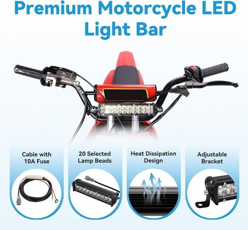 EOPOAYI Dirt Bike Light Bar Kit & On Off Switch with USB Charger Port for 110cc 125cc Pit Bike CRF110 KLX110 TTR110, Universal LED Motorcycle Lightbar Headlight for 7/8" Handlebar Mini Bike ATV Parts in Kuwait