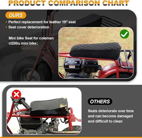 Mini Bike Seat Replacement for 19'' Coleman CT200u 196cc CT200 200cc, OEM Fit, Waterproof Black Saddle Assembly in Kuwait