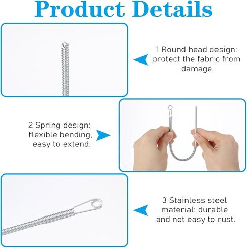 8Pcs Drawstring Threader Tool, Hoodie String Threader, Hoodie Drawstring Replacement, Spring Flexible Elastic for Pants, Sweatpants, Jackets, Trunks in Kuwait