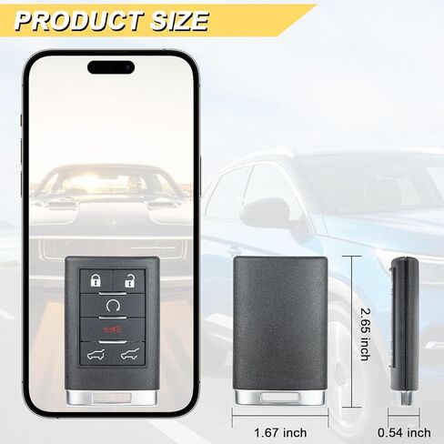 Vurkcy Key Fob Replacement for 2007-2014 Caddilac Escalade ESV EXT Car Keyless Entry Remote Control, OUC6000066, 6 Buttons, 2Pcs in Kuwait