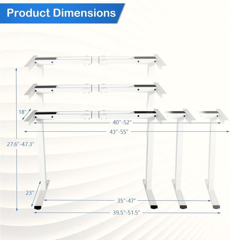 إطار مكتب حامل كهربائي من COSTWAY، قاعدة مكتب واقفة قابلة لضبط الارتفاع بمحرك مزدوج مع 3 أوضاع للذاكرة ولوحة تحكم باللمس، إطار مكتب كمبيوتر مكتبي منزلي مع خطاف وعلبة كابل (أبيض) in Kuwait