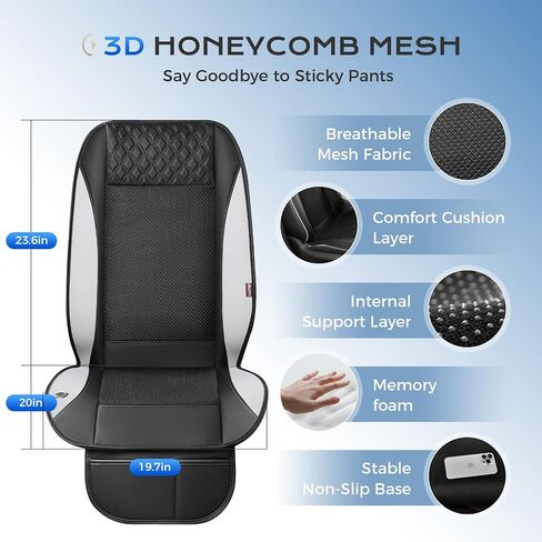 Coverado Cooling Car Seat Cover with High-Velocity Turbo Fan, Powerful Blowing & Suction Pad, 12V-24V Ventilated Cushion, 3-Speed Adjustable Airflow, Universal Fit for Car SUV Truck Van（Gray） in Kuwait
