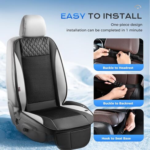 Coverado Cooling Car Seat Cover with High-Velocity Turbo Fan, Powerful Blowing & Suction Pad, 12V-24V Ventilated Cushion, 3-Speed Adjustable Airflow, Universal Fit for Car SUV Truck Van（Gray） in Kuwait