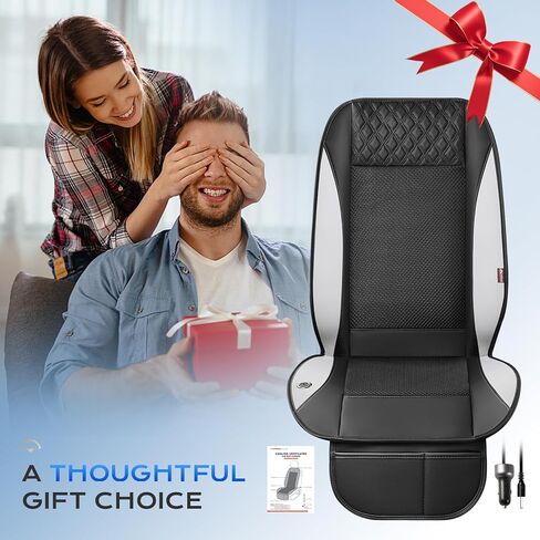 Coverado Cooling Car Seat Cover with High-Velocity Turbo Fan, Powerful Blowing & Suction Pad, 12V-24V Ventilated Cushion, 3-Speed Adjustable Airflow, Universal Fit for Car SUV Truck Van（Gray） in Kuwait