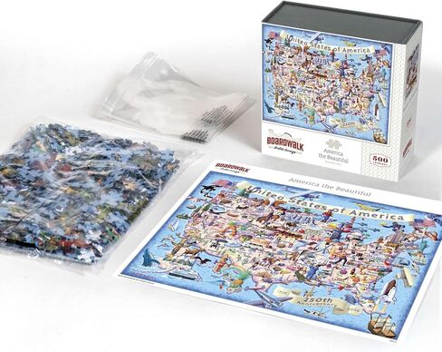 Boardwalk 500 Piece Jigsaw Puzzle 250th Anniversary 4th of July Patriotic Summer Premium Puzzles for Adults and Family 16"x20" - America the Beautiful in Kuwait