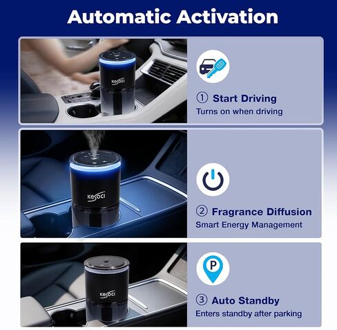 Smart Car Air Freshener Diffuser 160ML – Motion Sensor Activation, Car Fresheners Long Lasting with 3 Spray Modes, Car Diffuser Air Freshener with Rechargeable Battery for Cup Holder (Classic Cologne) in Kuwait
