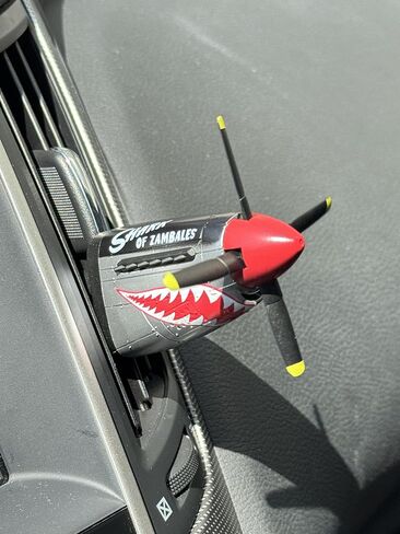 P-51 "Shark of Zambales" Car Air Freshener with Spinning Propeller, Vent Clip, Cool Car Accessories for Men, Unique Aviation Gifts for Pilots, Veterans & History Buffs in Kuwait