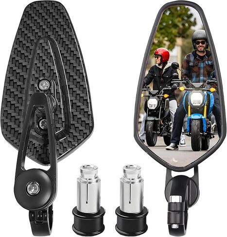 Carbon Fiber Motorcycle Bar End Mirrors, Rear View Motorcycle Mirror 22MM 7/8" Handlebar Mirrors Compatible with Most Kawasaki Z900 Z800 Honda Grom KTM Duke Ducati Suzuki Yamaha etc in Saudi Arabia