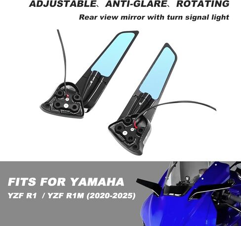 مرايا جانبية للدراجة النارية مع ضوء LED متوافقة مع مرايا إشارة الانعطاف Ducati Panigale Yamaha YZF R1 r1 M 2020-2025 in Kuwait