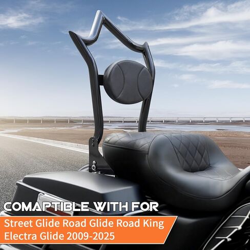 مسند ظهر للركاب الخلفي من AUFER مع وسادة مسند للظهر متوافقة مع Harley Touring Road King Electra Glide Street Glide Road Glide FLHR FLHX FLHT FLTR 2009-2025 Sissy Bar in Kuwait