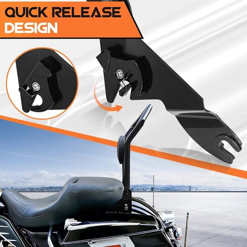 مسند ظهر للركاب الخلفي من AUFER مع وسادة مسند للظهر متوافقة مع Harley Touring Road King Electra Glide Street Glide Road Glide FLHR FLHX FLHT FLTR 2009-2025 Sissy Bar in Kuwait