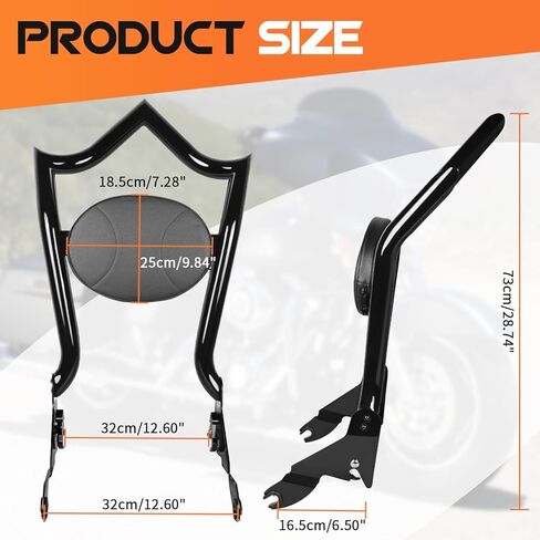 مسند ظهر للركاب الخلفي من AUFER مع وسادة مسند للظهر متوافقة مع Harley Touring Road King Electra Glide Street Glide Road Glide FLHR FLHX FLHT FLTR 2009-2025 Sissy Bar in Kuwait
