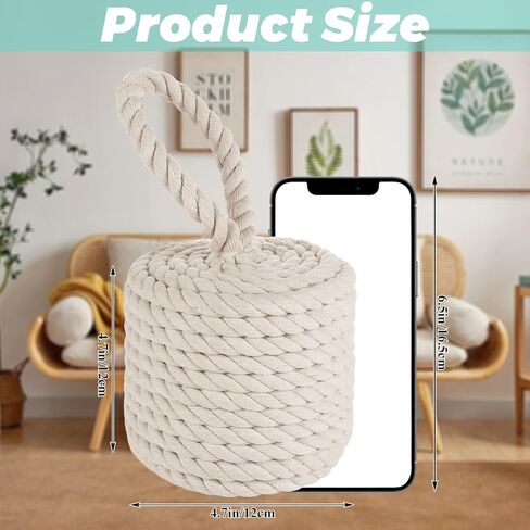 2 Pack Decorative Door Stop 5x5 Inch White Cotton Rope Door Stopper, Heavy Nautical Door Stoppers for Door, Window in Kuwait