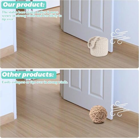 2 Pack Decorative Door Stop 5x5 Inch White Cotton Rope Door Stopper, Heavy Nautical Door Stoppers for Door, Window in Kuwait