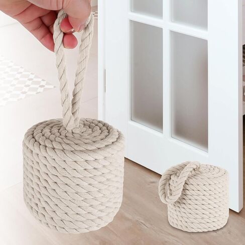2 Pack Decorative Door Stop 5x5 Inch White Cotton Rope Door Stopper, Heavy Nautical Door Stoppers for Door, Window in Kuwait