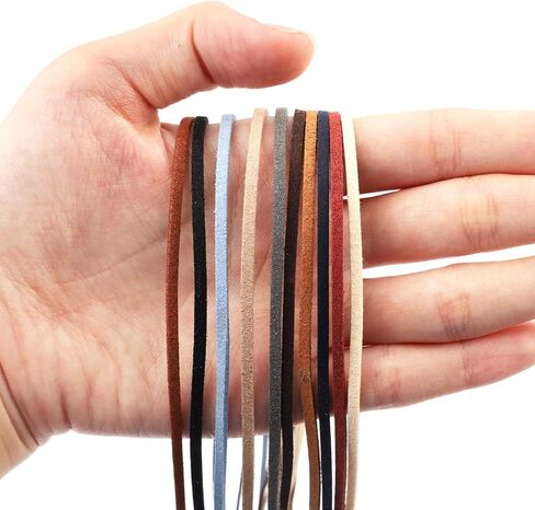 10 Pcs Multicolor Faux Suede Leather Cord for Jewelry Making, 1/8 Inch (3mm) Thin Leather String Rope for Bracelets Necklaces, Craft Cording for DIY Beading Projects, 10 Colors, 1.1 Yards (1m) in Kuwait
