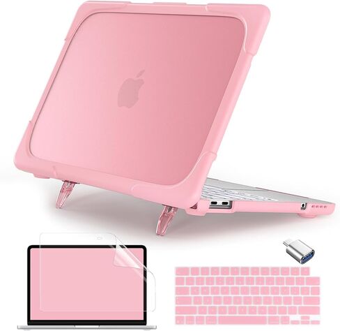حافظة Batianda شديدة التحمل لجهاز MacBook Neo مقاس 13 بوصة إصدار 2026 موديل A3404 A18 Pro Chip، مسند مريح قابل للطي (يحمل 22 رطلًا) غطاء شفاف غير لامع مقاوم للصدمات، نيلي in Kuwait