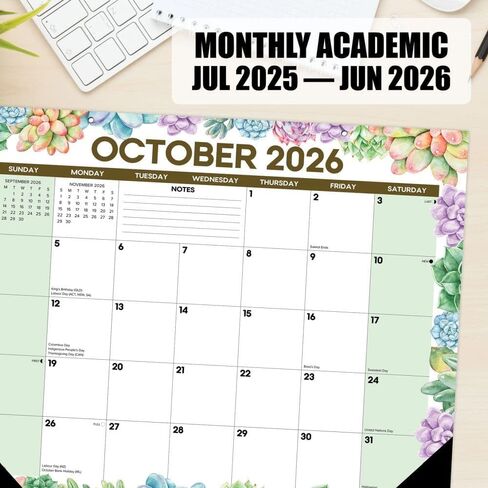 مطبعة ويلو كريك، لوحة مكتب شهرية لـ Succelents Academic 2027 in Kuwait