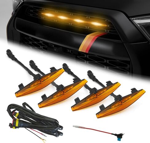 مصابيح Led كهرمانية مع مصابيح شواء LED لـ 2014-2023 Toyota 4Runner TRD Pro Grille، TRD Off-Road، Limited، TRD Pro، بما في ذلك SR5 (4 قطع) in Kuwait