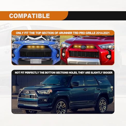 مصابيح Led كهرمانية مع مصابيح شواء LED لـ 2014-2023 Toyota 4Runner TRD Pro Grille، TRD Off-Road، Limited، TRD Pro، بما في ذلك SR5 (4 قطع) in Kuwait