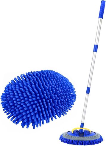TORVA 41" Car Cleaning Brush with Telescopic Handle Aluminum Alloy Long Rod, Chenille Microfiber Car Wash Mop for Washing Caravan Van Truck Boat RV Roof, Soft Head Duster Clean Product in Saudi Arabia