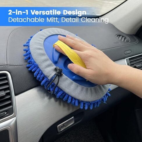 TORVA 41" Car Cleaning Brush with Telescopic Handle Aluminum Alloy Long Rod, Chenille Microfiber Car Wash Mop for Washing Caravan Van Truck Boat RV Roof, Soft Head Duster Clean Product in Saudi Arabia