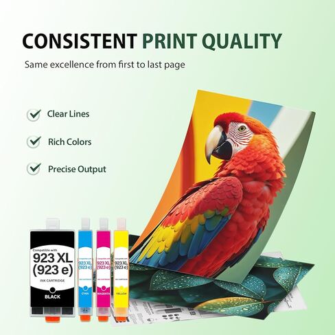 مجموعة خراطيش الحبر 923 923XL 8130e: بديلة لخراطيش الحبر HP 923 لطابعات HP OfficeJet Pro 8130e 8120e 8135e 8138e 8125e 8139e 8120 (4 عبوات أسود سماوي أصفر أرجواني مع رقاقة) in Kuwait