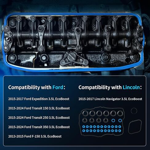 مجموعة حشية غطاء صمام المحرك VS50879R تناسب 2013-2024 Ford F-150، Expedition Transit 150 Transit 250 Transit 350، 2015-2017 Lincoln Navigator، 3.5L EcoBoost، استبدل S33868 BR3Z6C535A USFD0058-5 in Kuwait