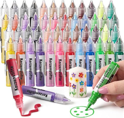 Crtiin 24 Pcs Candle Wax Pen 24 Vibrant Colors Candle Paint Set 10 ml Painting Pen Decorating Kit Beginner-Friendly for Festival Birthday Decorating Blessing Writing & DIY Crafts in Kuwait