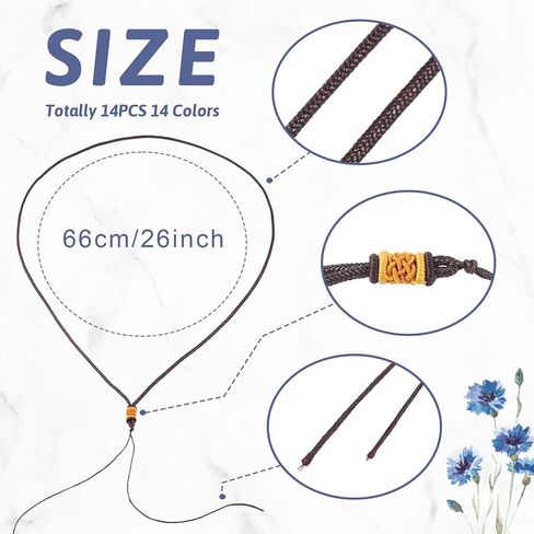 14pcs Necklace Making Cords Braided Nylon Thread 66cm Long Necklace Pendants Rope 14 Color for DIY Jewelry Making in Kuwait